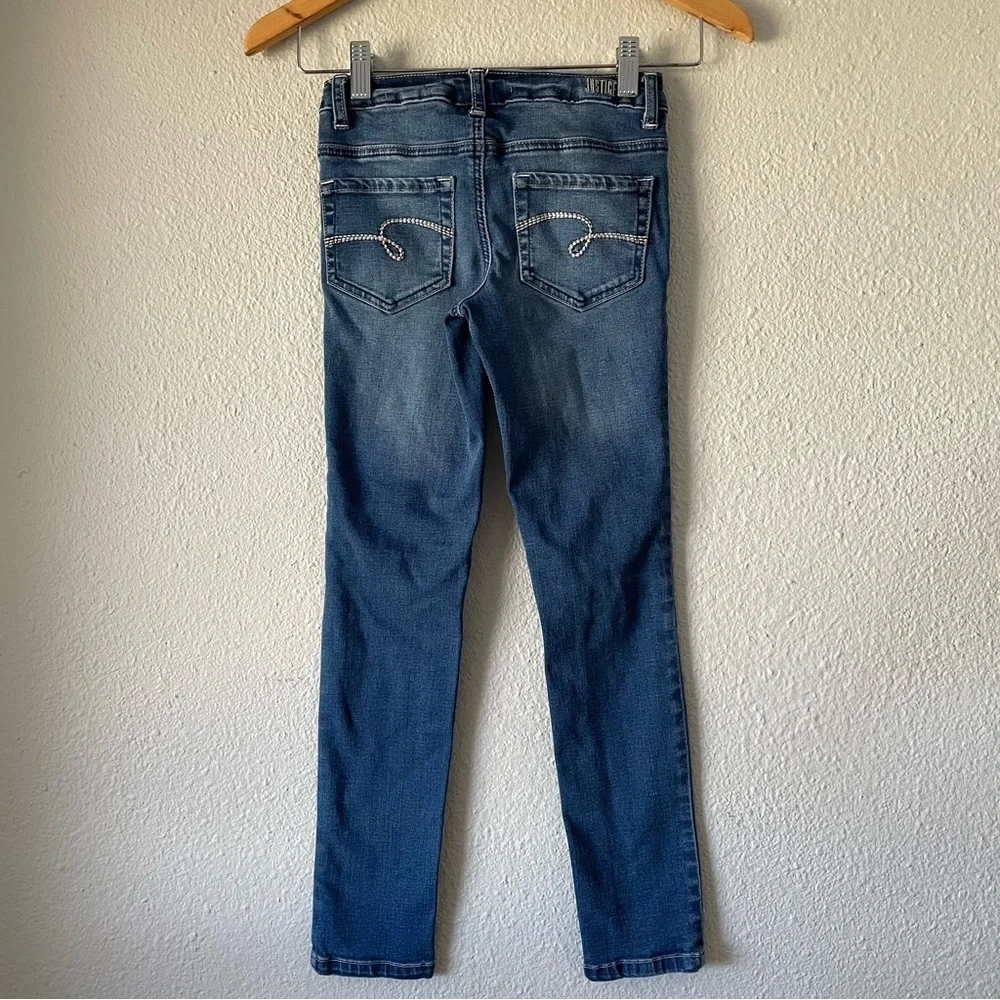 Justice Mid Rise Super Skinny Jeans Girls 10 Slim Blue Medium Wash Denim Stretch